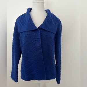 JM Collection Blue Single Snap Button Sweater Size Petite L